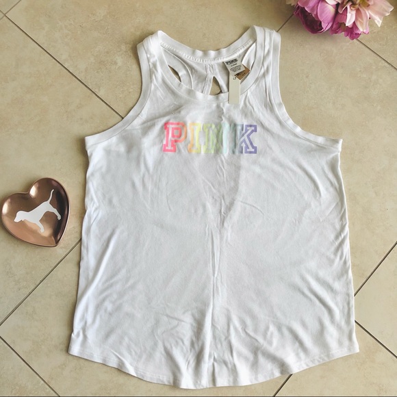 NWT VS PINK Campus Rainbow Gradient Tee(S) + Tank(M) + Leggings(M) SET - Picture 10 of 16